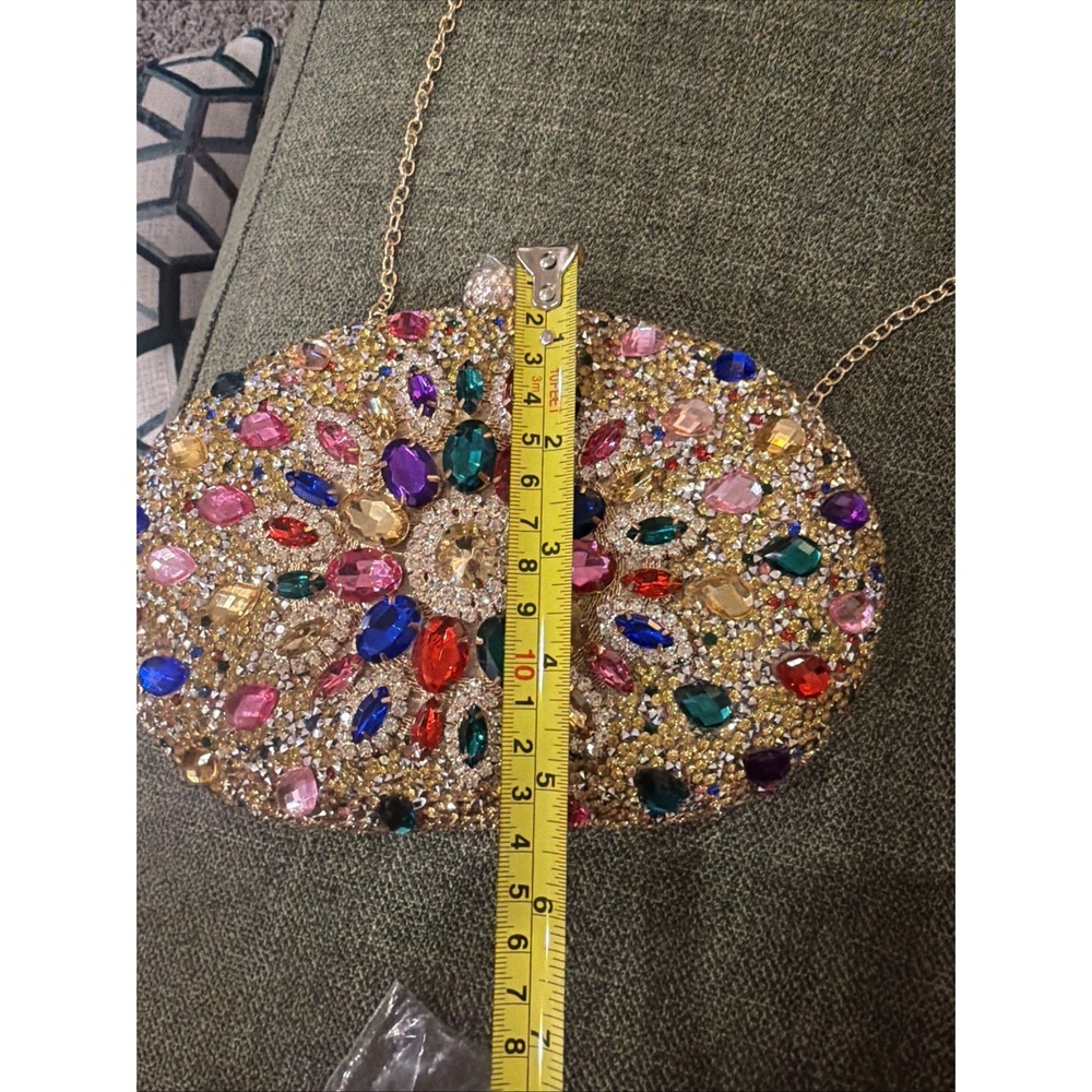 Women Evening Purse Diamond Crystal Evening Wedding Clutch Handbag Shoulder Bag - Picture 9 of 12